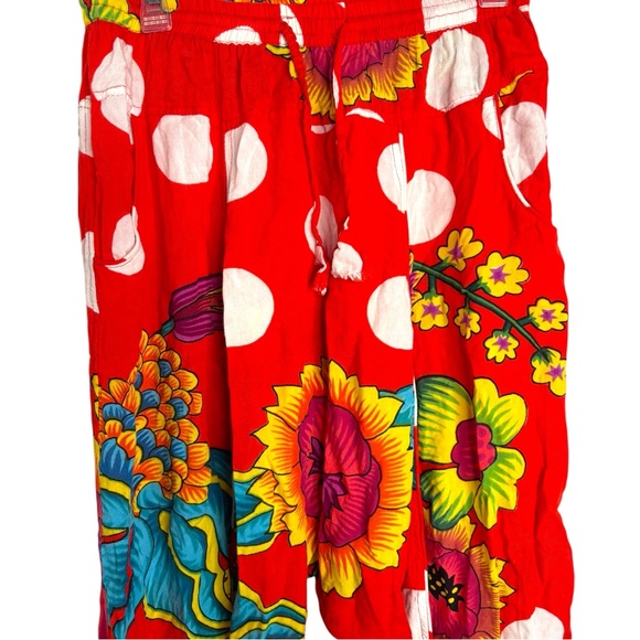 Desigual women harem large pants red floral wavy relaxed fit‎ - Picture 5 of 9